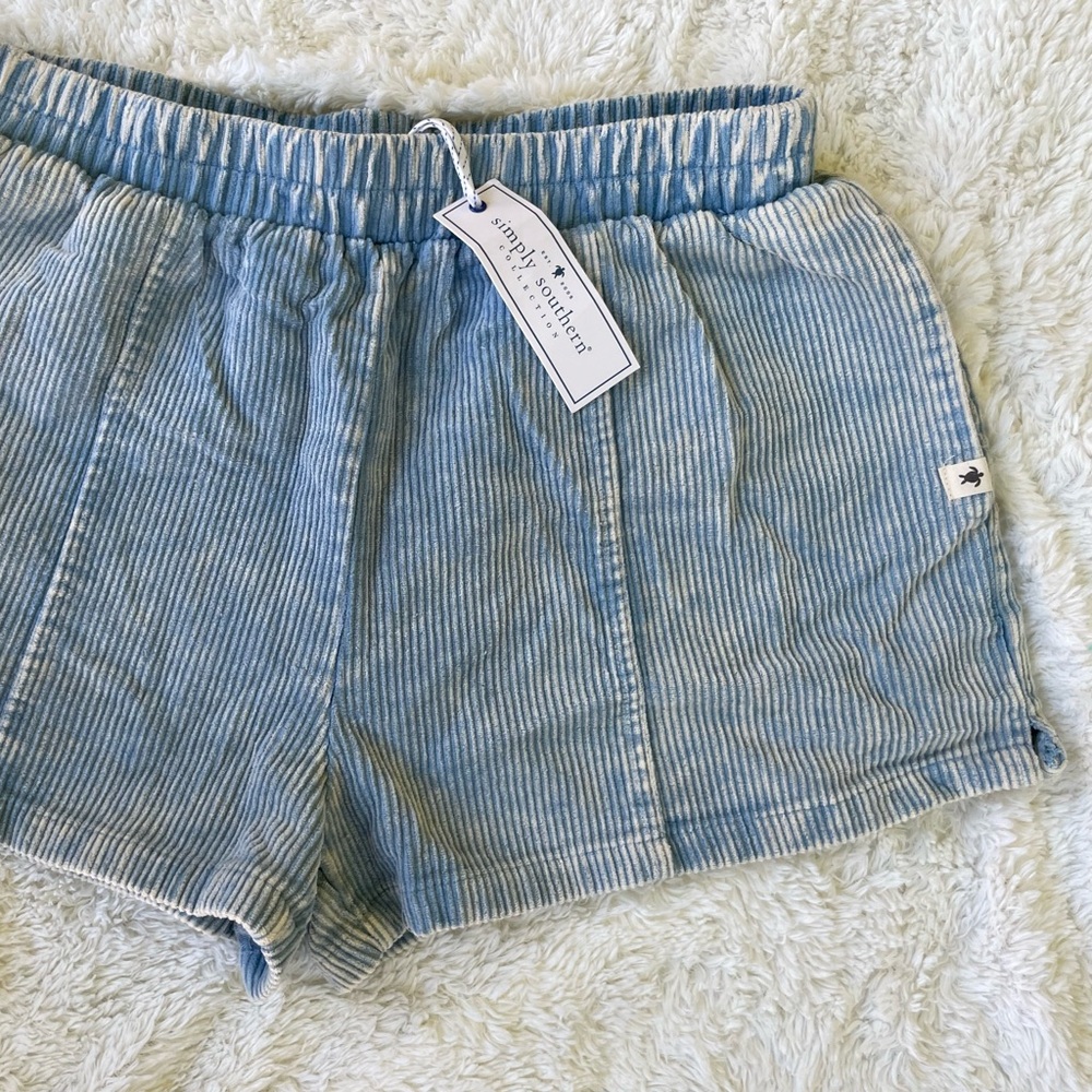Simply Southern Womens Casual Corduroy Shorts NWT Baby blue Sz S